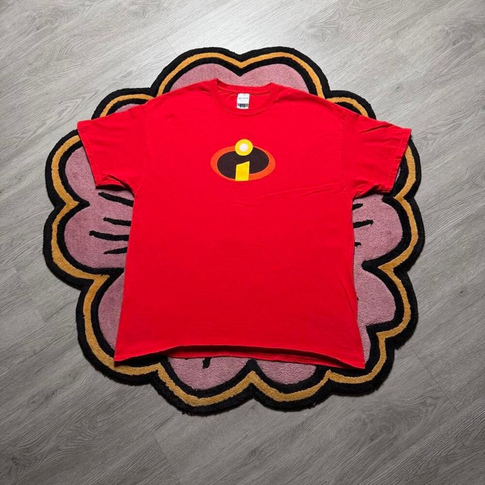 Vintage Y2K Disneys The Incredibles Graphic Logo Promo T-shirt Size XL Red
